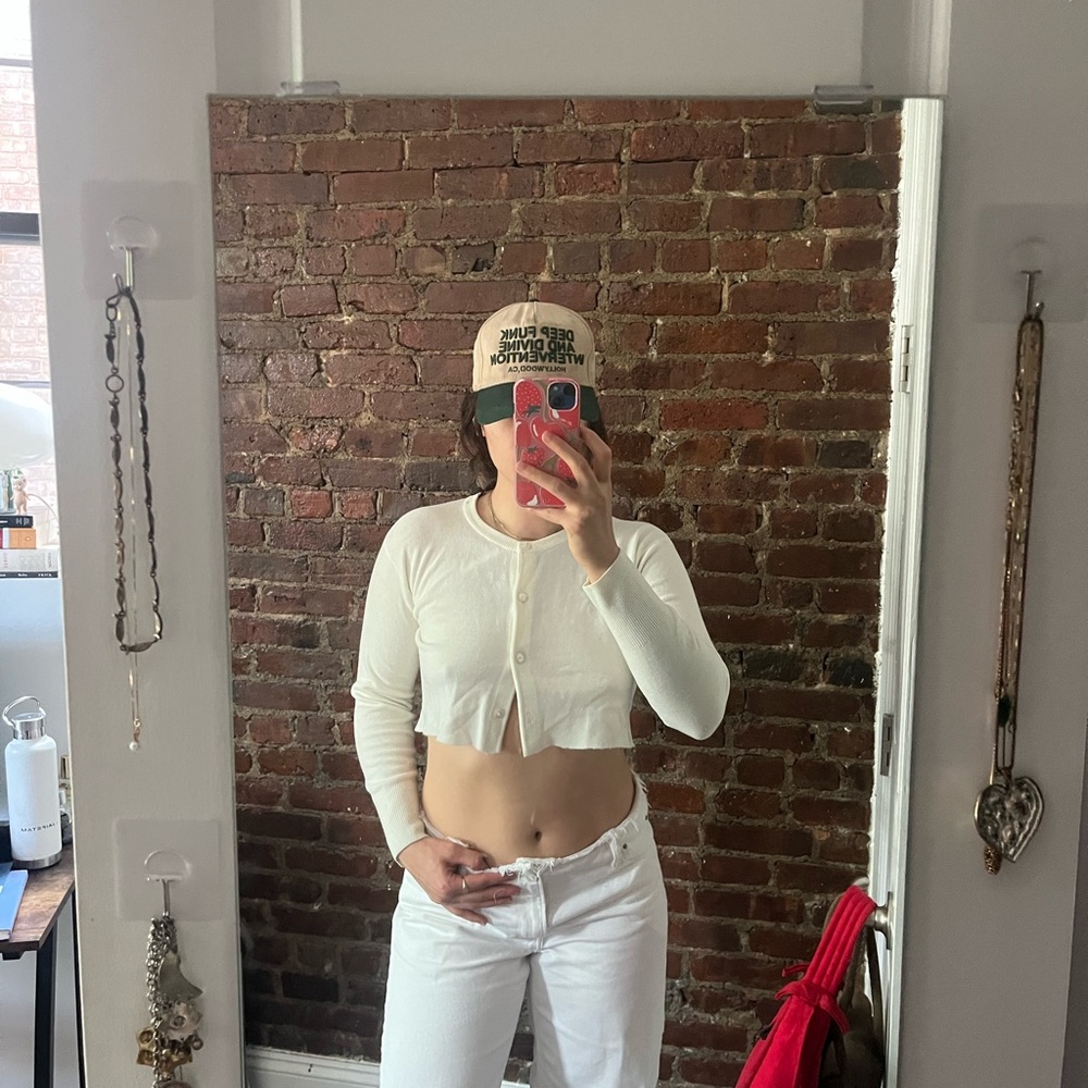 White Cropped Cardigan